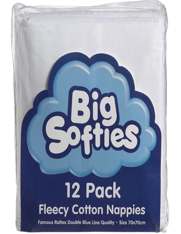 Big Softies 12 Pack Flannelette Nappies image 1