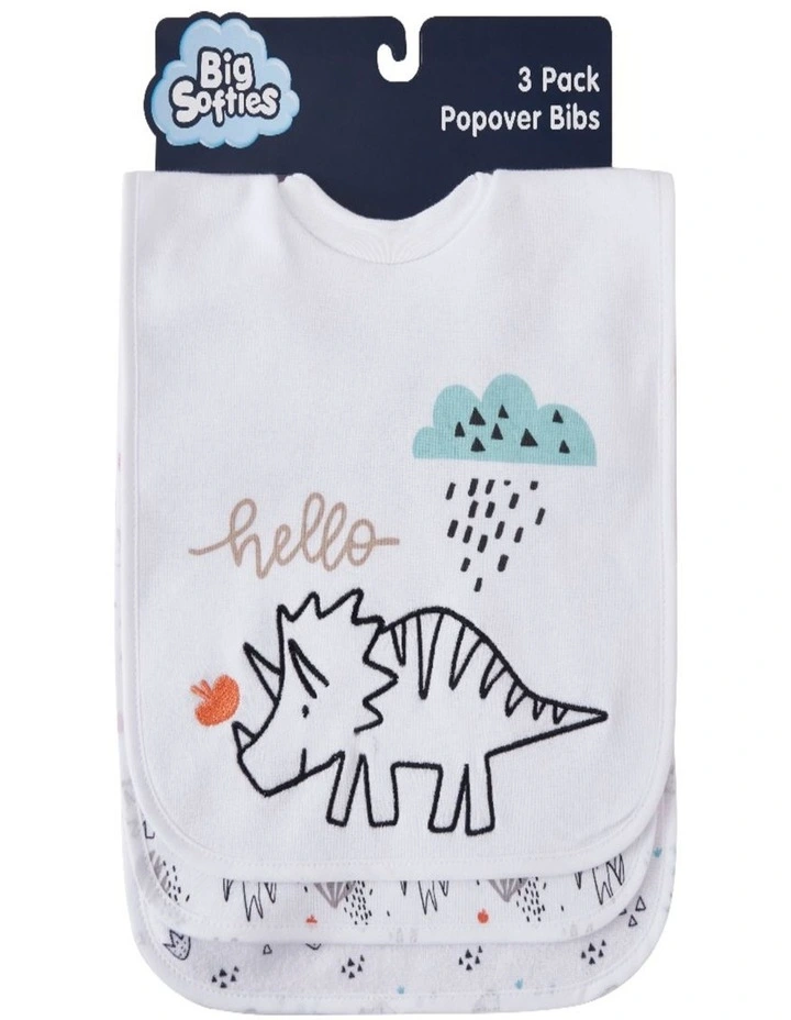 Big Softies 3 Pack Popover Bibs - Dino image 1