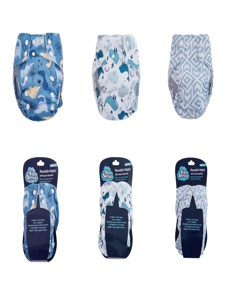 Big Softies 3 Pack Reusable Nppy with insert image 1