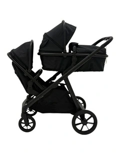 Babystudio The Tribe Double Pram Frame With 2 Carrycot/Toddler Seats Black