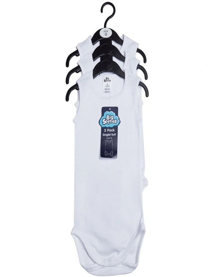 Big Softies 3 Pack Cotton Singletsuit image 1