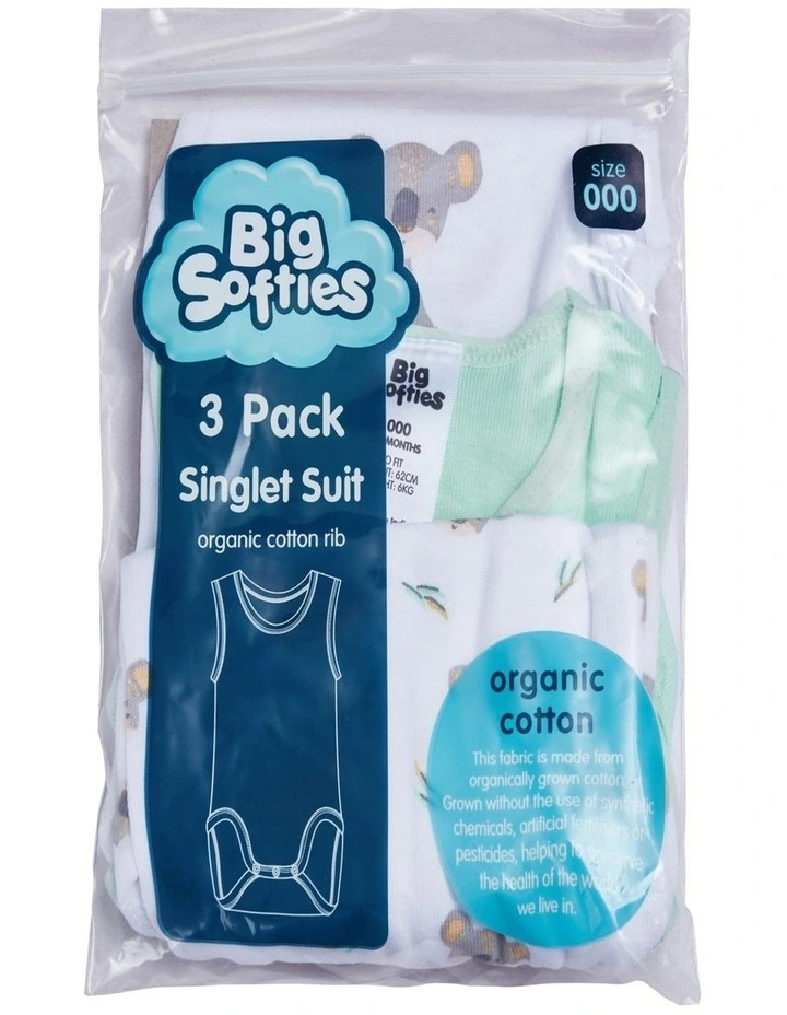 Big Softies 3Pk organic Singlesuit Koala image 1