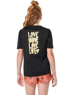 Kids surfing short sleeve UV-protection t-shirt - 100 Love black