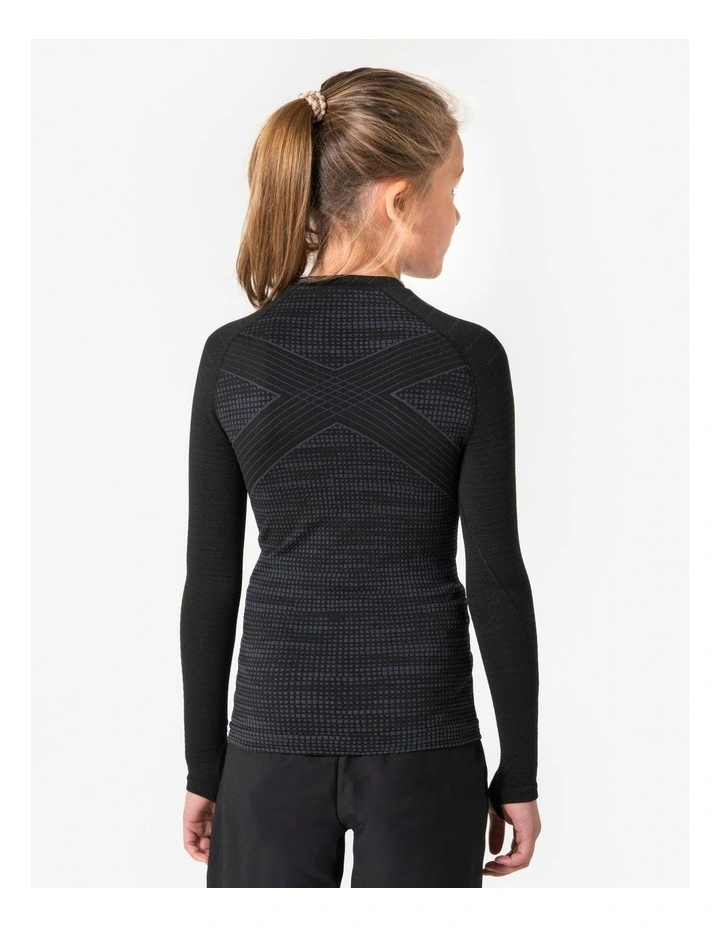 Decathlon - Kids' Long-Sleeved Thermal Base Layer Top Keepdry 500 - Black image 2
