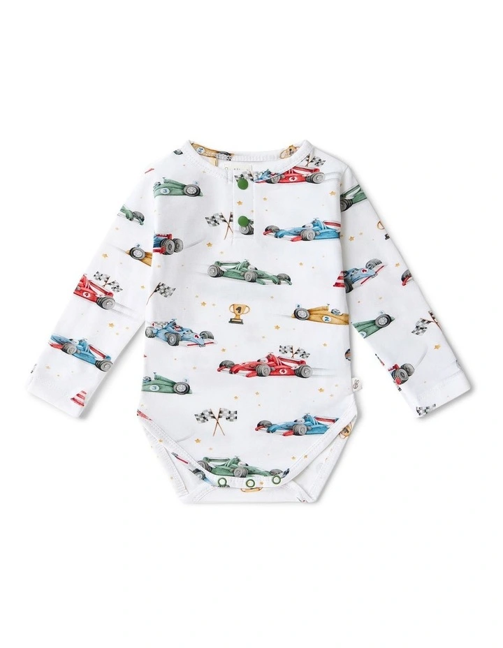 Little Racers Long Sleeve Organic Bodysuit image 1