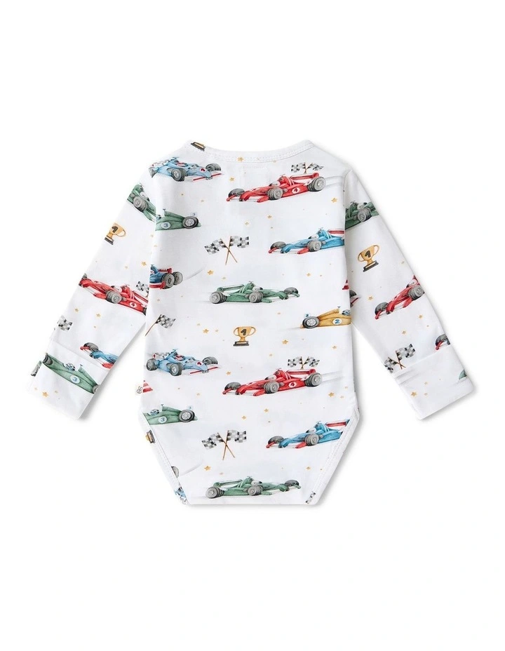Little Racers Long Sleeve Organic Bodysuit image 3