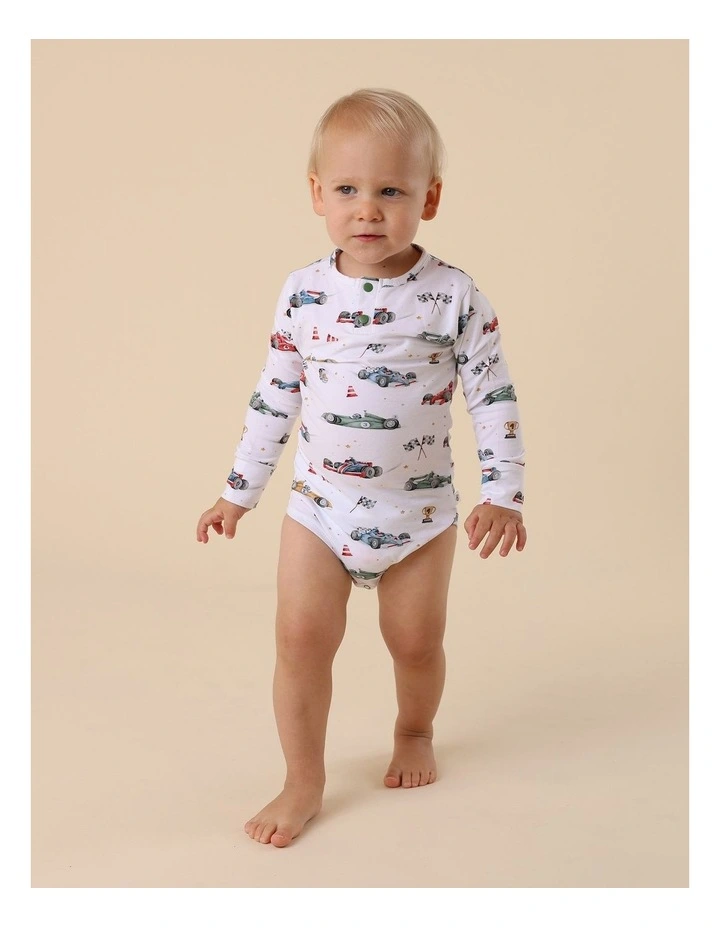Little Racers Long Sleeve Organic Bodysuit image 4