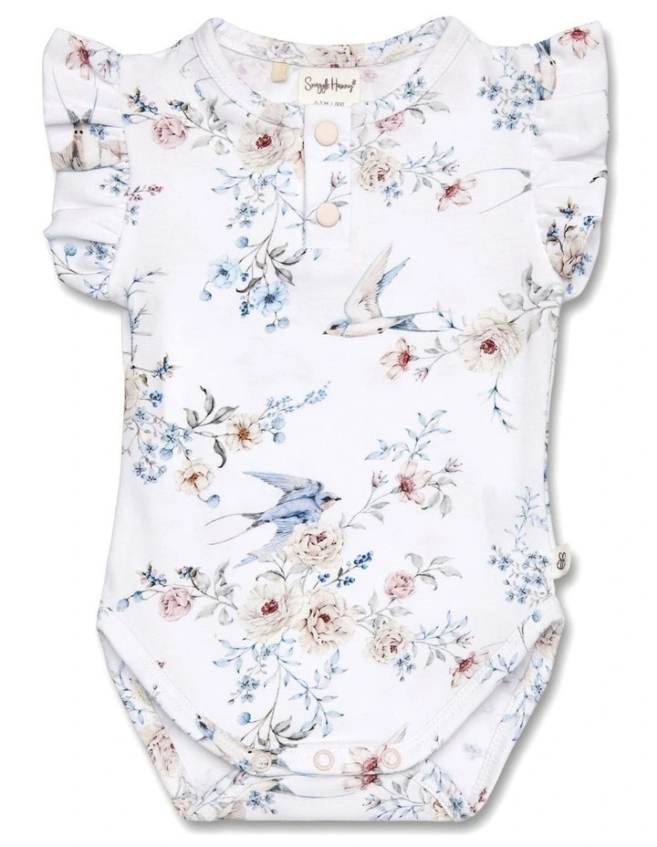 Sweet Swallows Short Sleeve Organic Bodysuit with Frill image 1