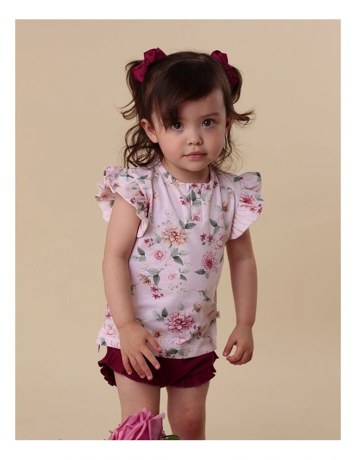 Birds & Blooms Organic Short Sleeve Top with Frill image 2