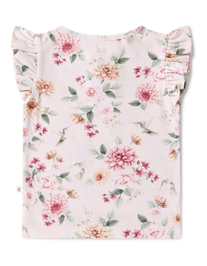 Birds & Blooms Organic Short Sleeve Top with Frill image 3