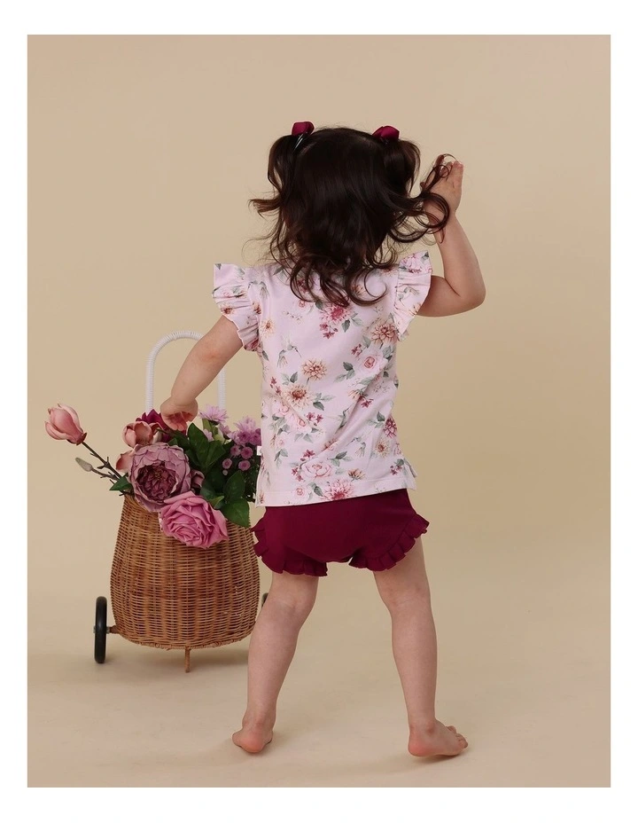 Birds & Blooms Organic Short Sleeve Top with Frill image 4