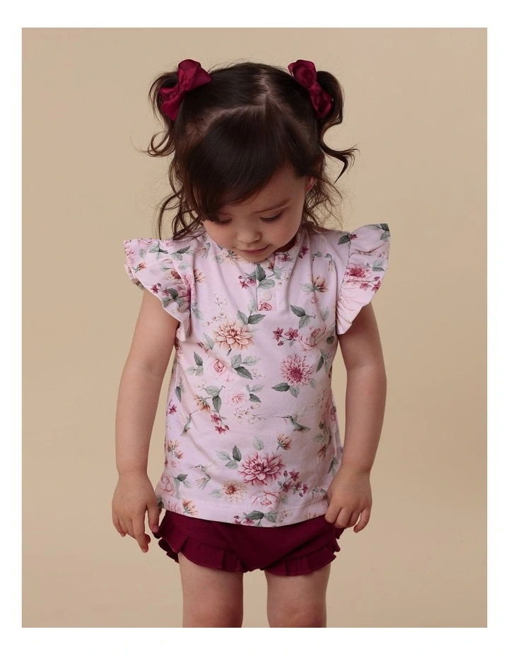 Birds & Blooms Organic Short Sleeve Top with Frill image 5