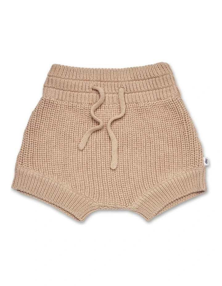 Hazelnut Organic Cotton Knit Shorts image 1