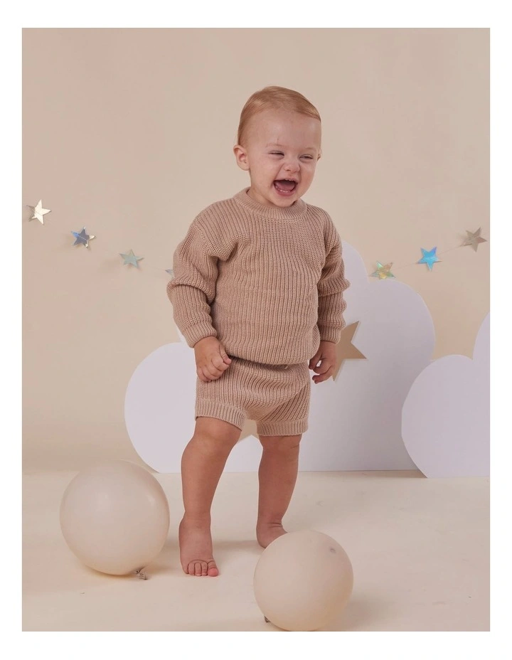 Hazelnut Organic Cotton Knit Shorts image 2