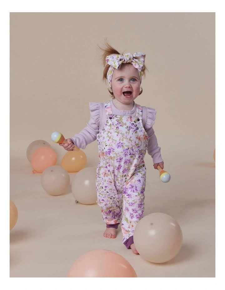 Lavender Rib Long Sleeve Organic Bodysuit with Frill image 2
