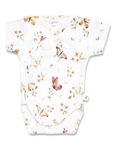 Butterfly Short Sleeve Organic Kimono Bodysuit