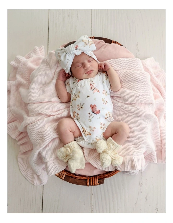 Butterfly Short Sleeve Organic Kimono Bodysuit image 2