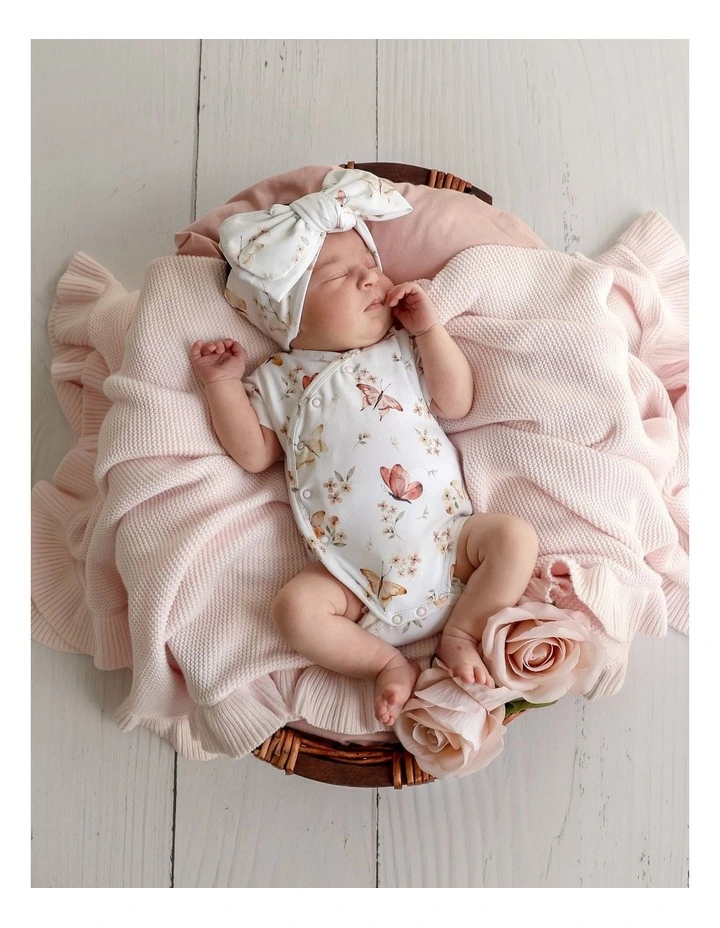 Butterfly Short Sleeve Organic Kimono Bodysuit image 4