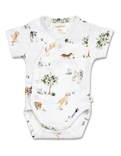 Dog Park Short Sleeve Organic Kimono Bodysuit