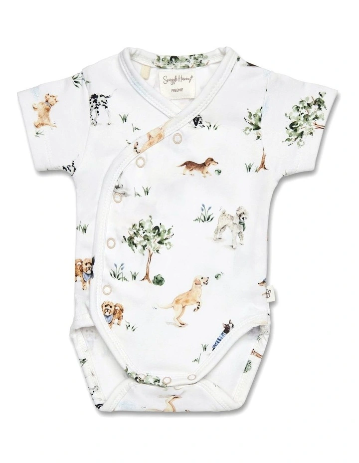 Dog Park Short Sleeve Organic Kimono Bodysuit image 1