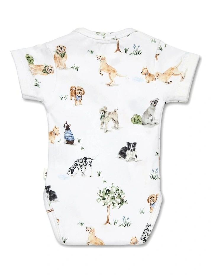 Dog Park Short Sleeve Organic Kimono Bodysuit image 3