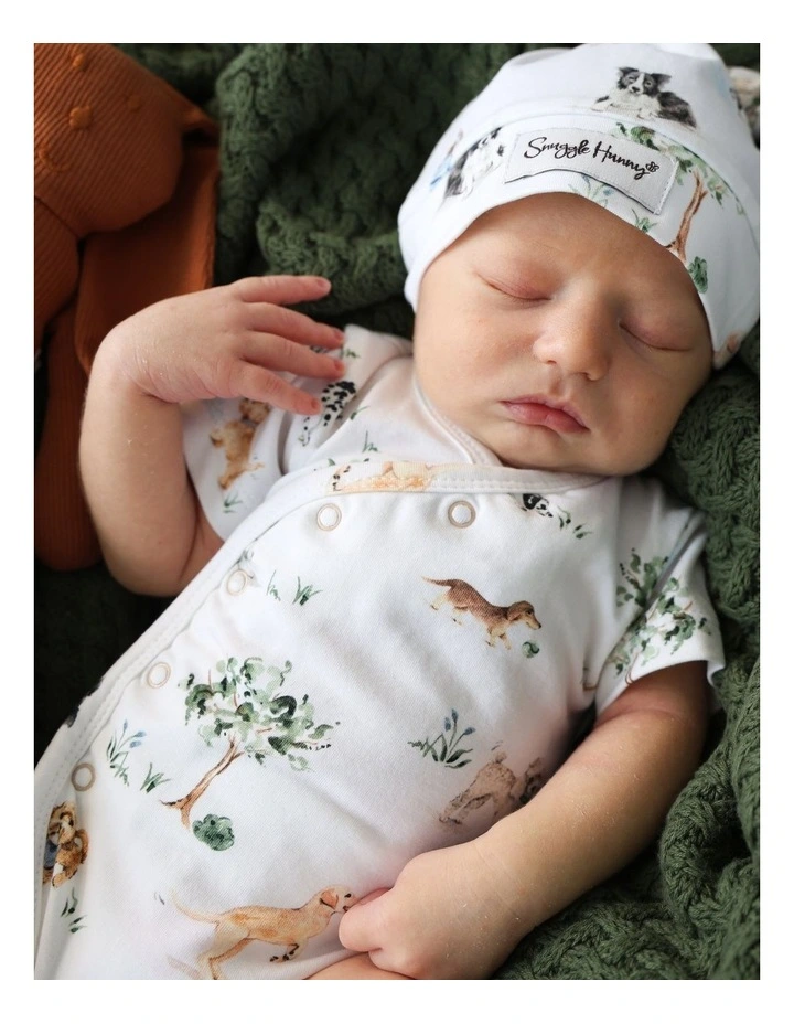 Dog Park Short Sleeve Organic Kimono Bodysuit image 4