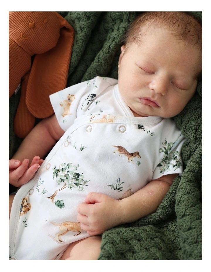 Dog Park Short Sleeve Organic Kimono Bodysuit image 6