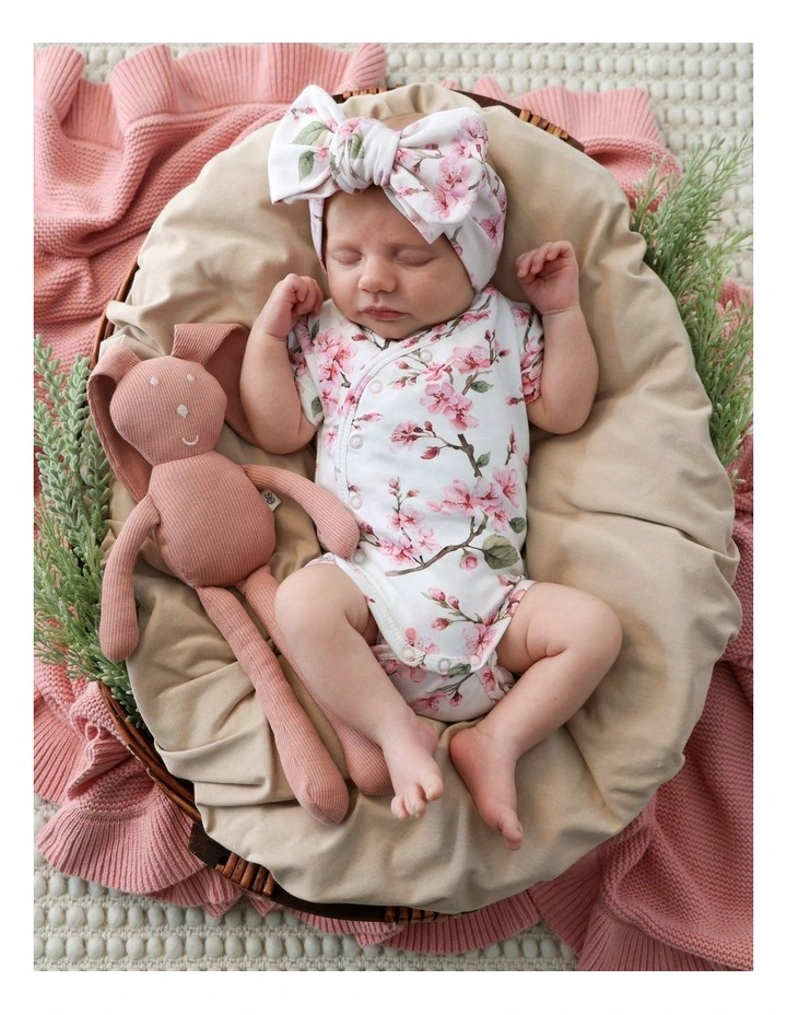 Cherry Blossom Short Sleeve Organic Kimono Bodysuit image 2