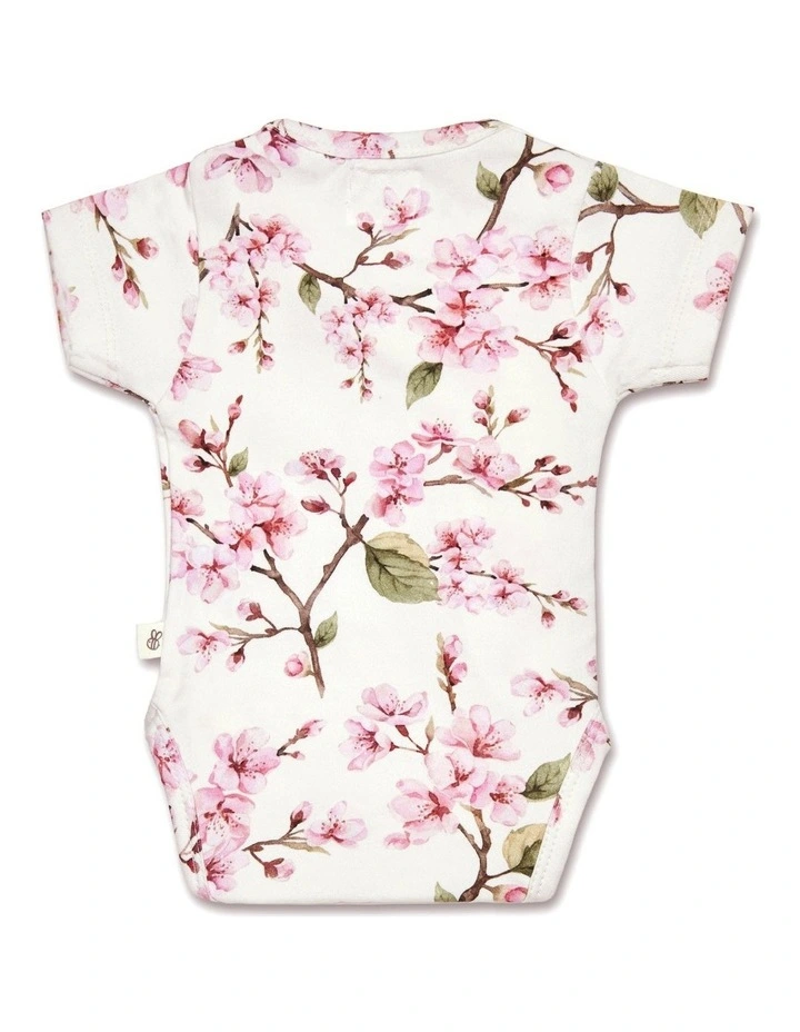 Cherry Blossom Short Sleeve Organic Kimono Bodysuit image 3