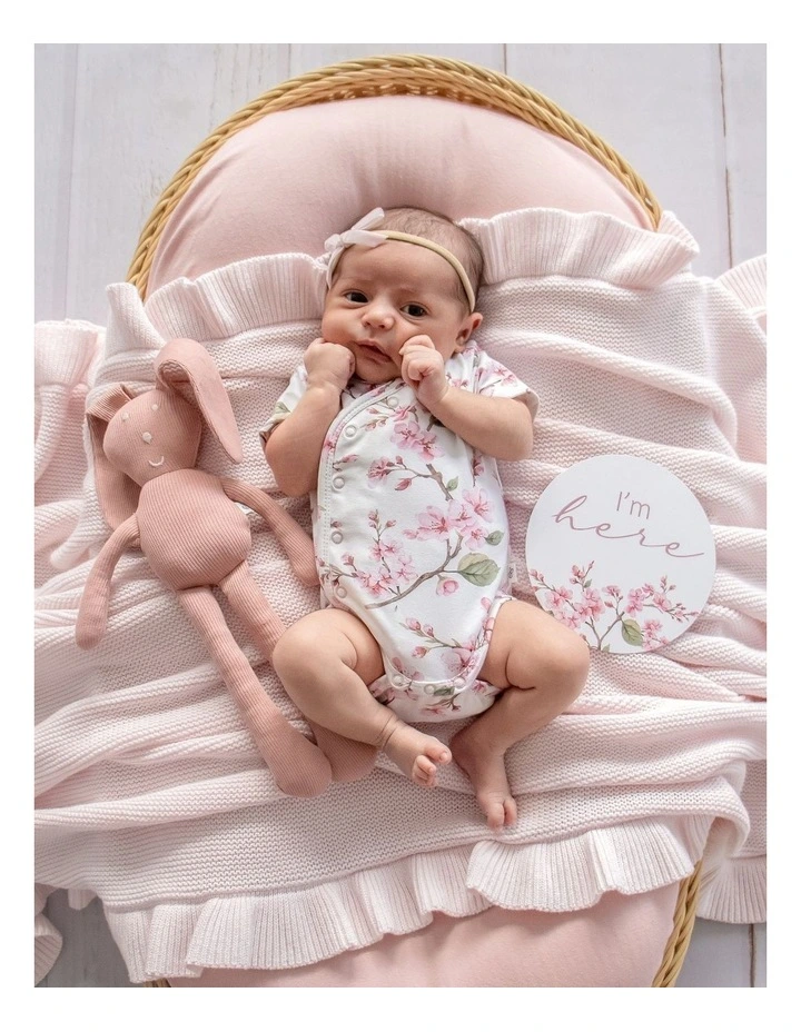 Cherry Blossom Short Sleeve Organic Kimono Bodysuit image 4