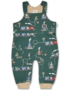 Trains Organic Snuggle Overalls