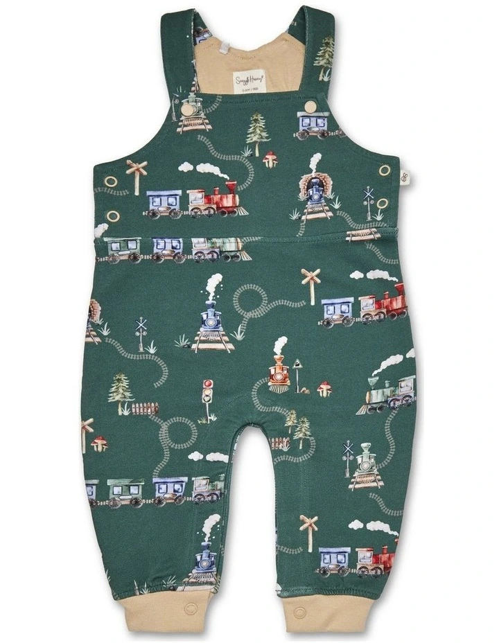 Trains Organic Snuggle Overalls image 1