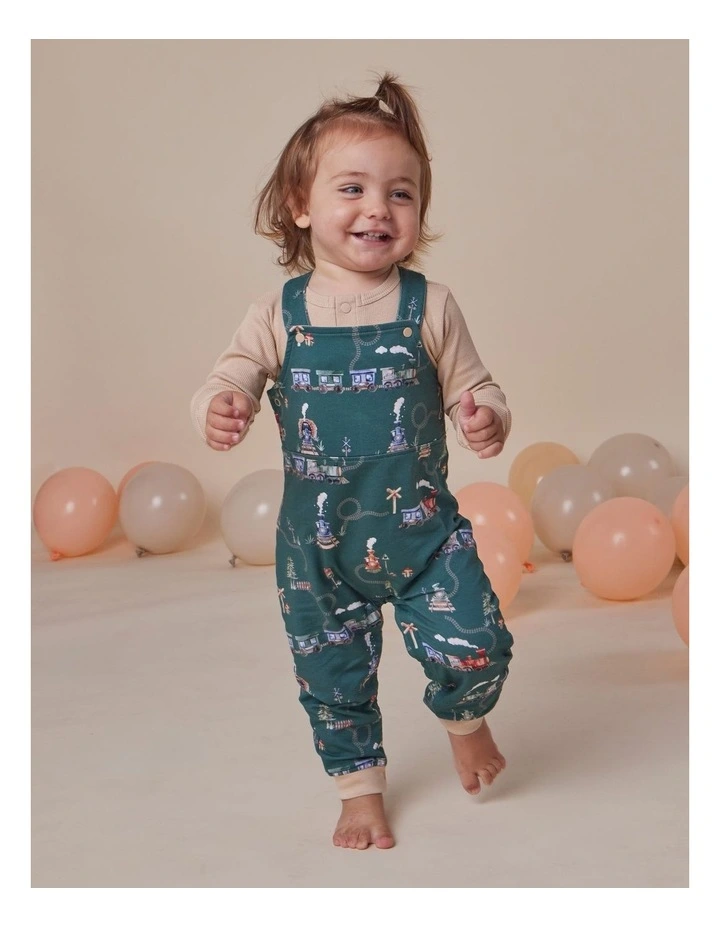 Trains Organic Snuggle Overalls image 2