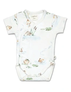 Duck Pond Short Sleeve Organic Kimono Bodysuit