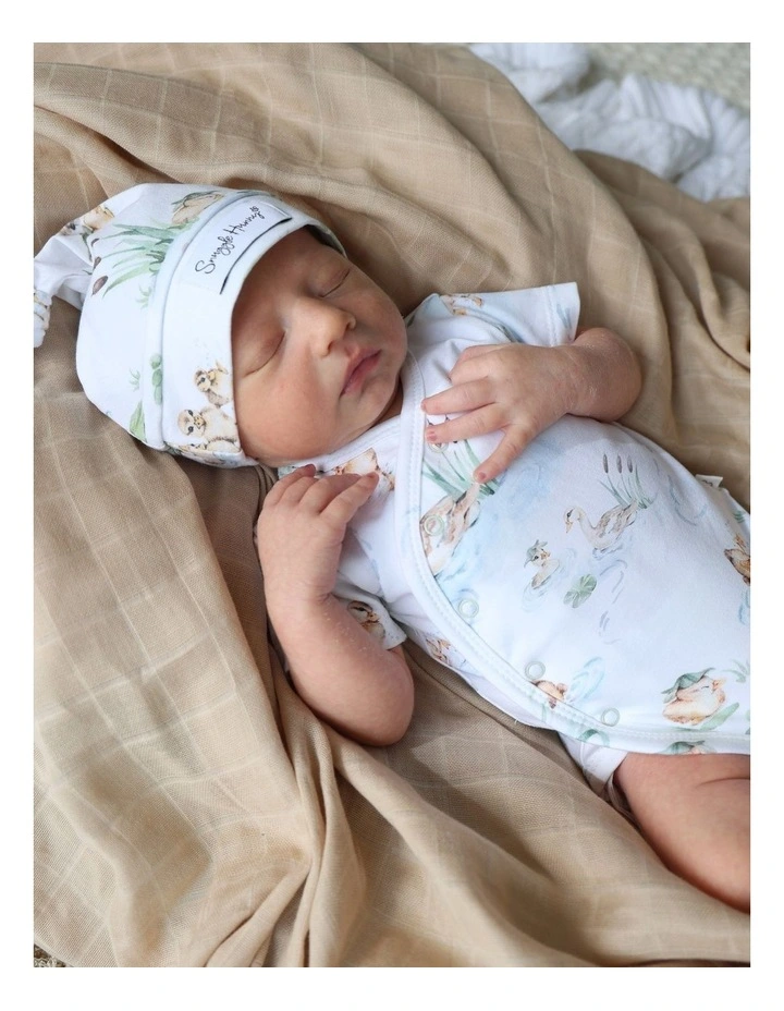Duck Pond Short Sleeve Organic Kimono Bodysuit image 2