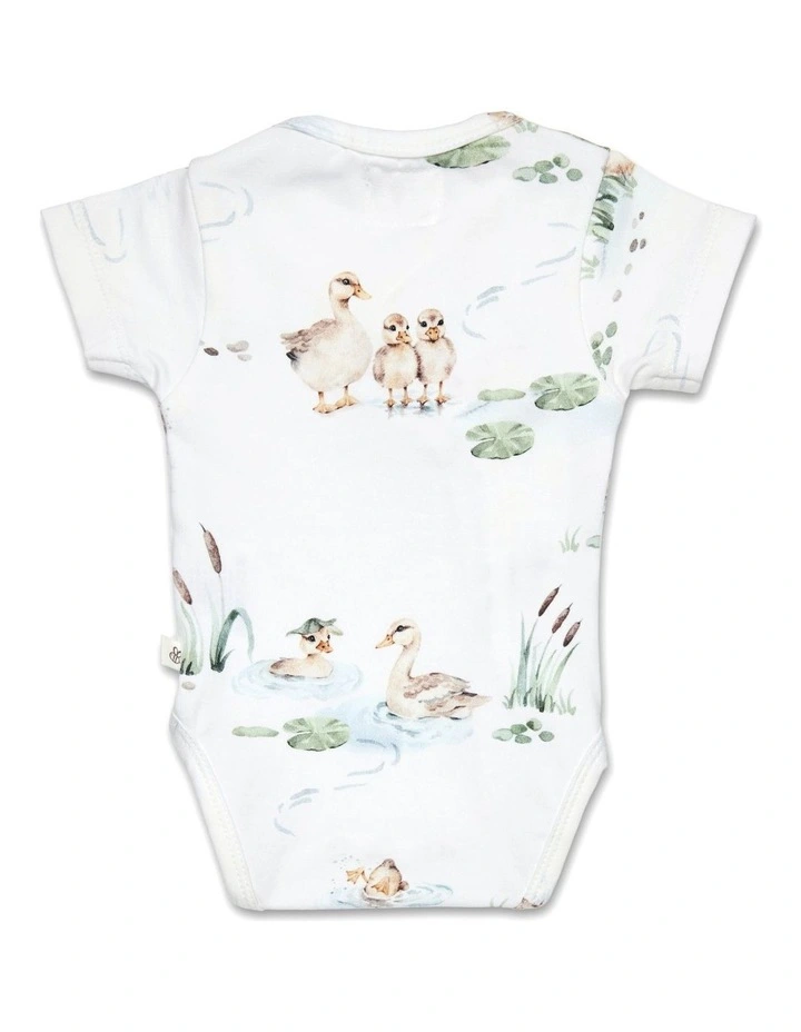 Duck Pond Short Sleeve Organic Kimono Bodysuit image 3
