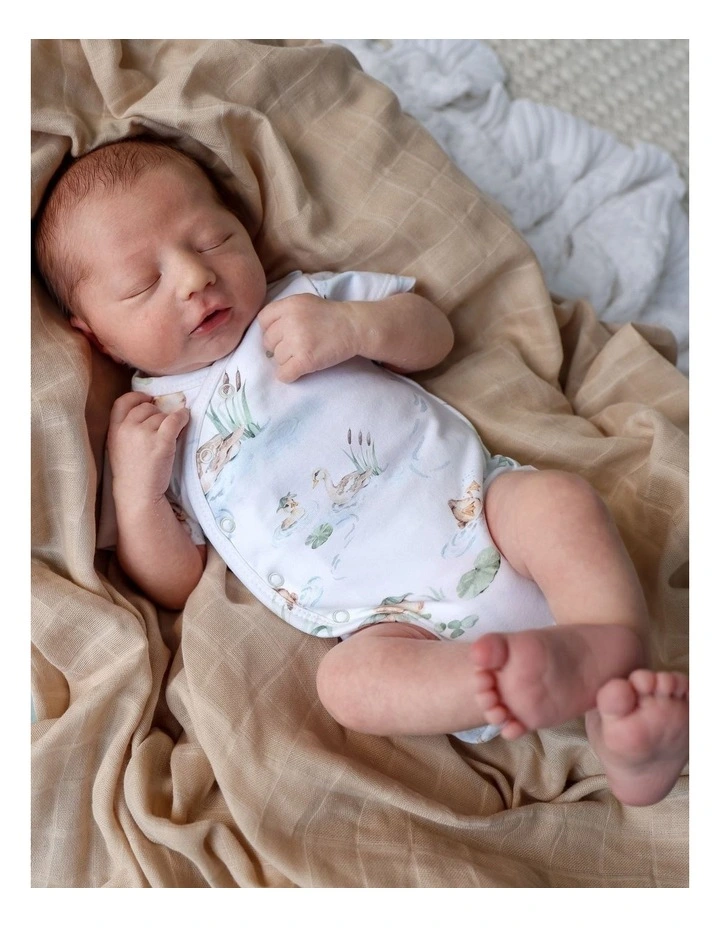 Duck Pond Short Sleeve Organic Kimono Bodysuit image 4