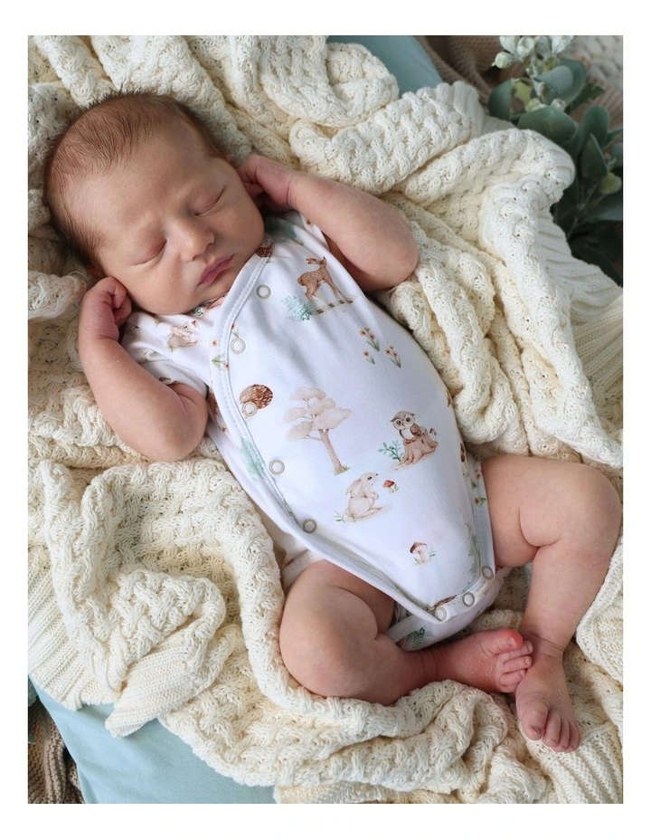 Woodland Tales Short Sleeve Organic Kimono Bodysuit image 2