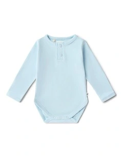 Baby Blue Long Sleeve Organic Bodysuit