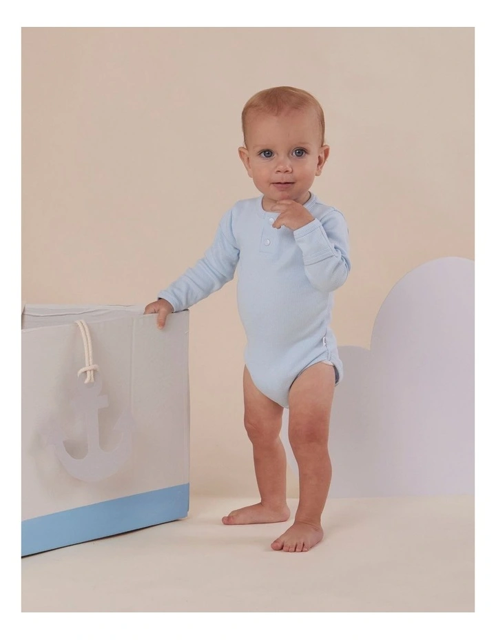Baby Blue Long Sleeve Organic Bodysuit image 2