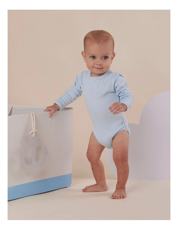 Baby Blue Long Sleeve Organic Bodysuit image 6