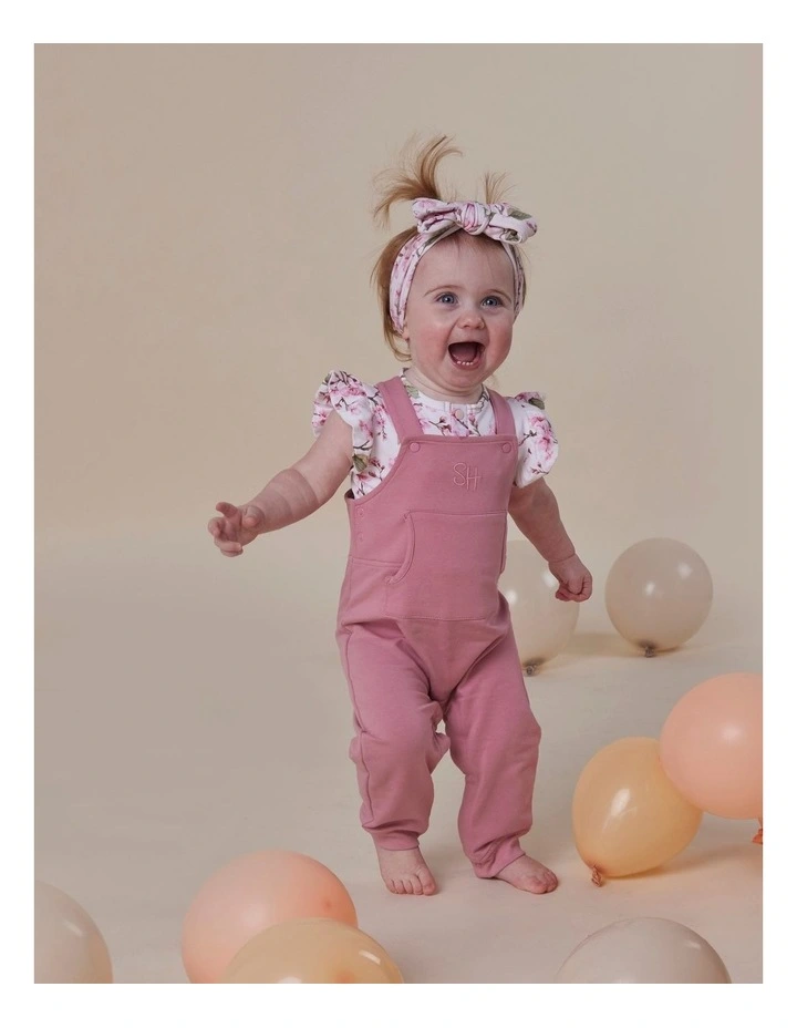 Jewel Pink Organic Joey Overalls image 6