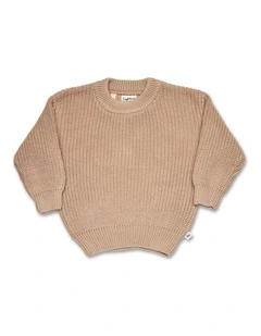 Hazelnut Oversized Cotton Knit Jumper