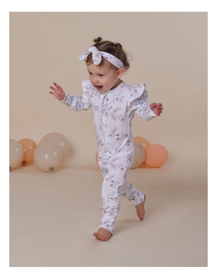 Sweet Swallows Organic Snugglesuit Convertible Romper with Frill image 4