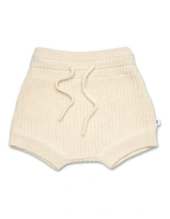 Cream Organic Cotton Knit Shorts