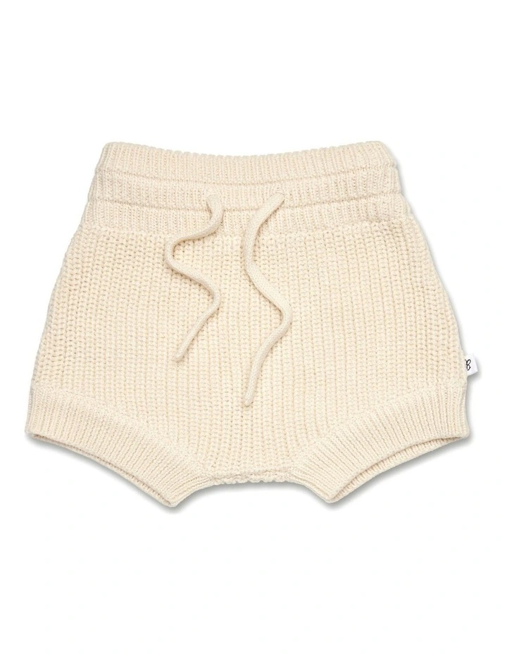 Cream Organic Cotton Knit Shorts image 1