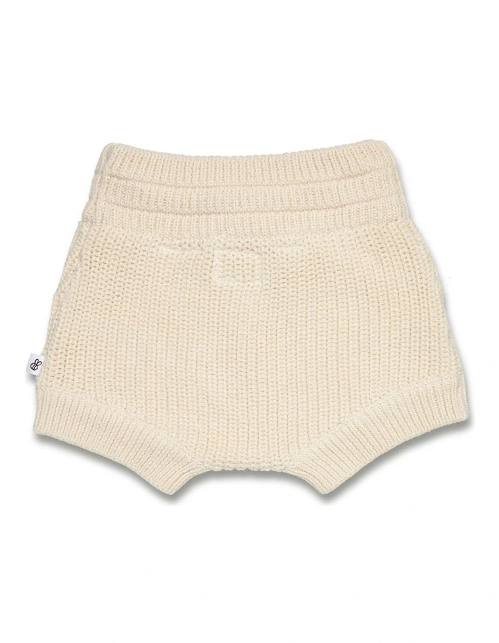 Cream Organic Cotton Knit Shorts image 3