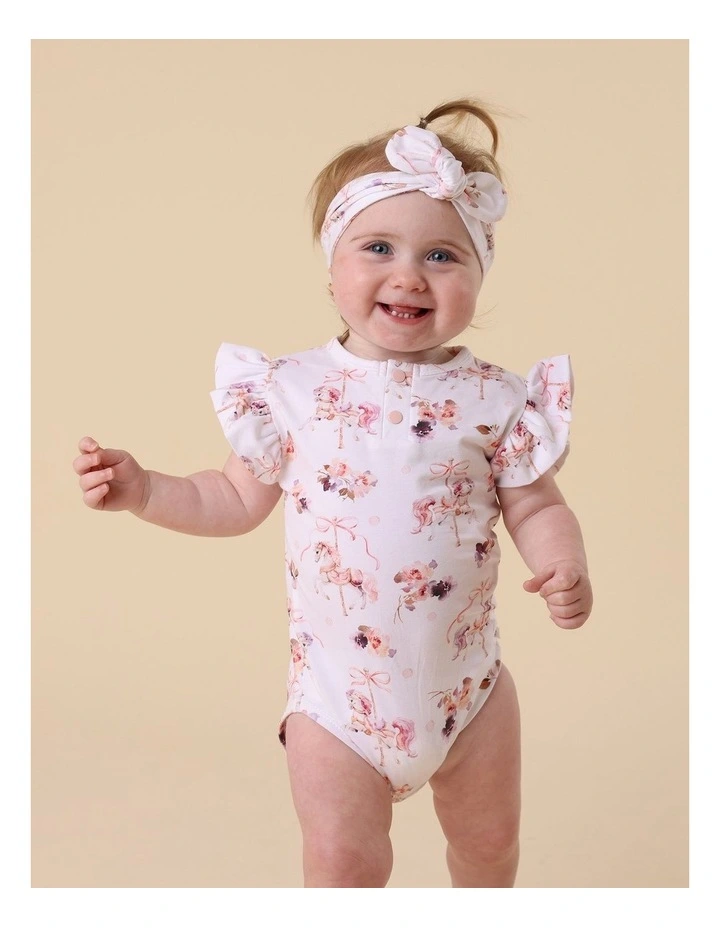 Carousel Short Sleeve Organic Bodysuit with Frill image 2