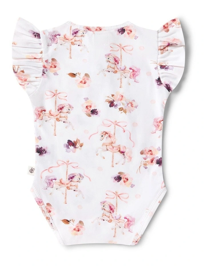 Carousel Short Sleeve Organic Bodysuit with Frill image 3