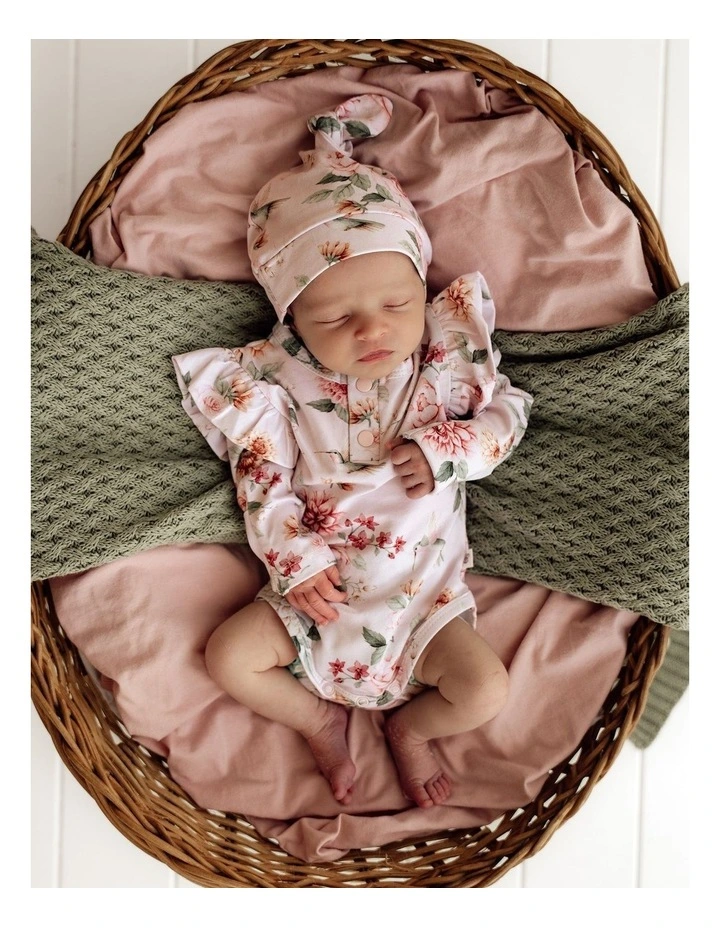 Birds & Blooms Long Sleeve Organic Bodysuit with Frill image 2